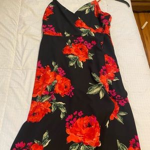 Red Floral Wrap Dress